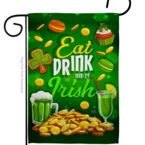 Eat Drink Be Irish - St Patrick Spring Vertical Impressions Decorative Flags HG102064 Made In USA
