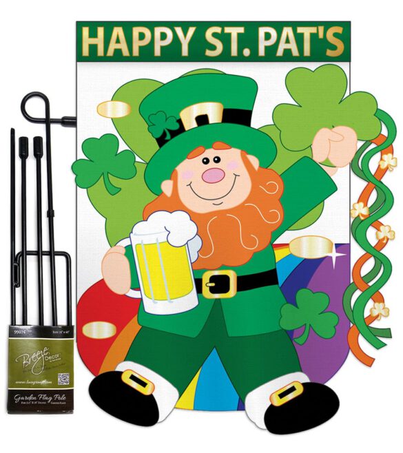 Happy St. Pat's - St Patrick Spring Vertical Applique Decorative Flags HG102019 - Image 4