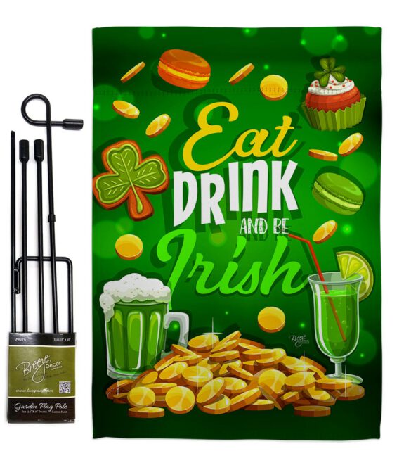Eat Drink Be Irish - St Patrick Spring Vertical Impressions Decorative Flags HG102064 Made In USA - Image 4