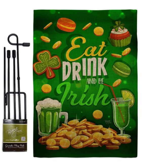 Eat Drink Be Irish - St Patrick Spring Vertical Impressions Decorative Flags HG102064 Made In USA - Image 14
