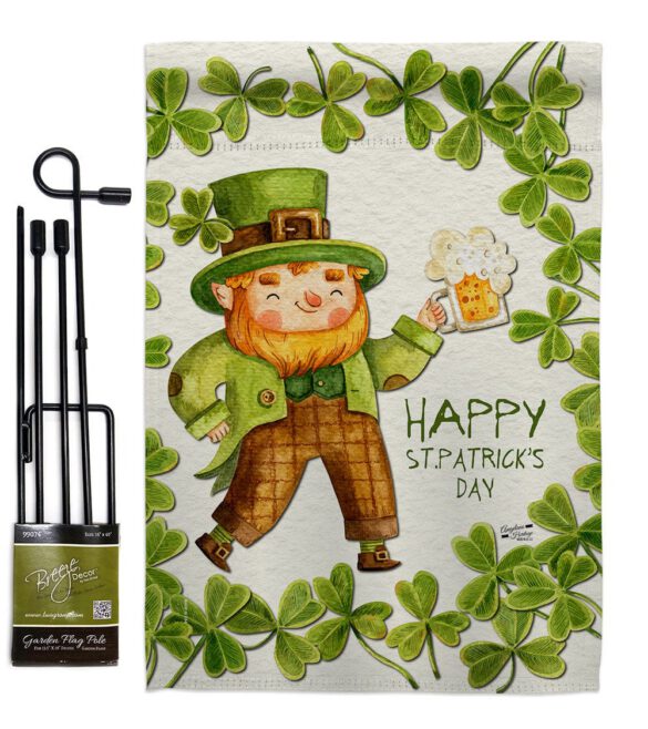 Happy Leprechaun - St Patrick Spring Vertical Impressions Decorative Flags HG137401 Made In USA - Image 4