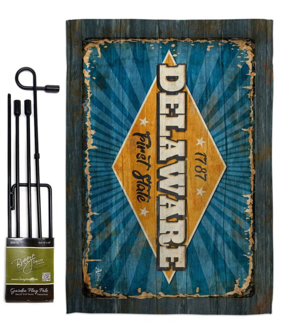 Delaware Vintage - States Americana Vertical Impressions Decorative Flags HG140952 Made In USA - Image 4