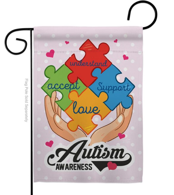 Autism Awareness Support - Support Inspirational Vertical Impressions Decorative Flags HG137046 Made In USA - Image 2
