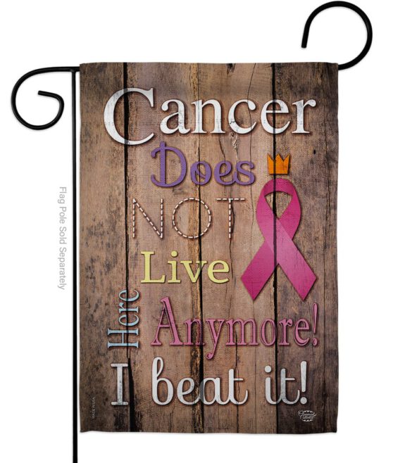 Cancer Does Not Live Here Anymore Pink Ribbon - Support Inspirational Vertical Impressions Decorative Flags HG191187 Made In USA
