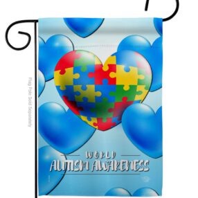 Heart Autism - Support Inspirational Vertical Impressions Decorative Flags HG192533 Made In USA