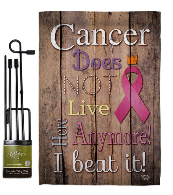 Cancer Does Not Live Here Anymore Pink Ribbon - Support Inspirational Vertical Impressions Decorative Flags HG191187 Made In USA - Image 4