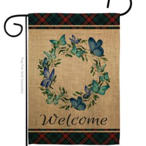 Butterflies Wreath - Sweet Home Inspirational Vertical Impressions Decorative Flags HG170029 Made In USA