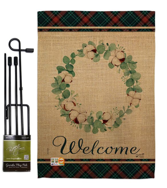 Cotton Eucalyptus Wreath - Sweet Home Inspirational Vertical Impressions Decorative Flags HG137244 Made In USA - Image 4