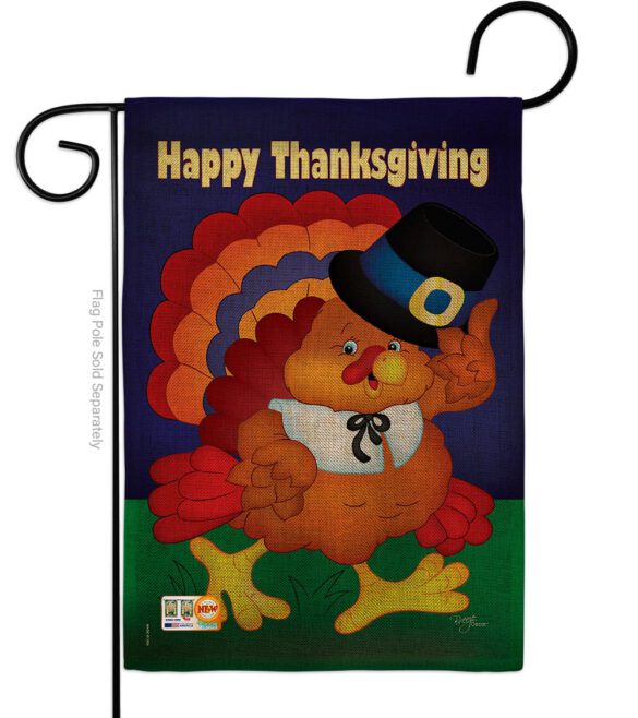 Happy Thanksgiving Turkey - Thanksgiving Fall Vertical Impressions Decorative Flags HG113037 Made In USA - Image 8