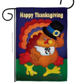 Happy Thanksgiving Turkey - Thanksgiving Fall Vertical Impressions Decorative Flags HG113037 Made In USA