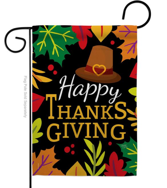 Happy Thanksgiving Leaves - Thanksgiving Fall Vertical Impressions Decorative Flags HG113062 Made In USA