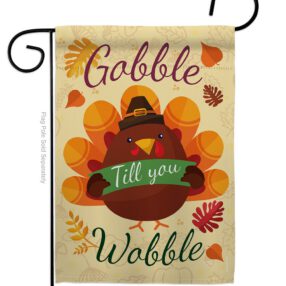 Gobble Till you Wabble - Thanksgiving Fall Vertical Impressions Decorative Flags HG113063 Made In USA
