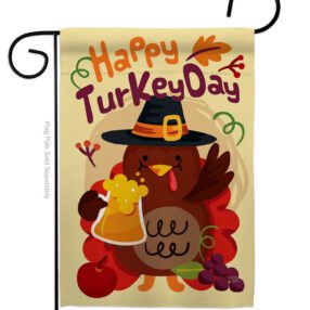 Happy Turkey Day - Thanksgiving Fall Vertical Impressions Decorative Flags HG113065 Made In USA
