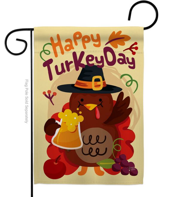 Happy Turkey Day - Thanksgiving Fall Vertical Impressions Decorative Flags HG113065 Made In USA