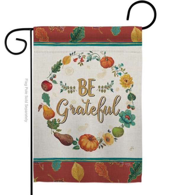 Be Grateful - Thanksgiving Fall Vertical Impressions Decorative Flags HG113071 Made In USA - Image 2