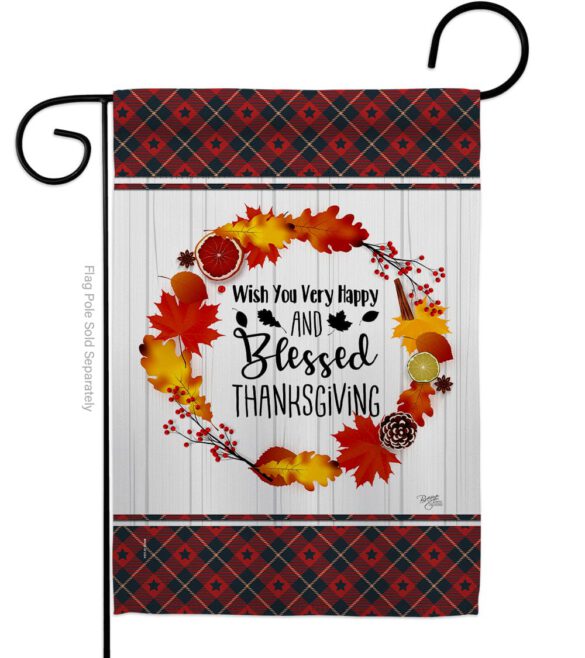 Blessed Thanksgiving - Thanksgiving Fall Vertical Impressions Decorative Flags HG113085 Made In USA