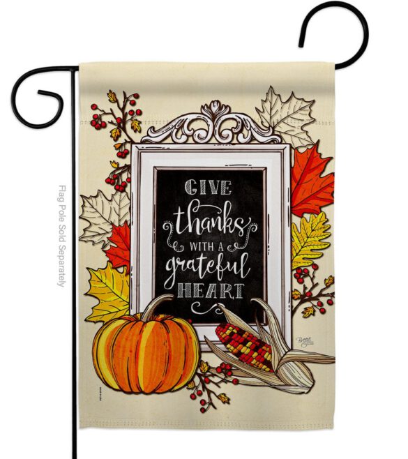 Grateful Heart - Thanksgiving Fall Vertical Impressions Decorative Flags HG113113 Made In USA