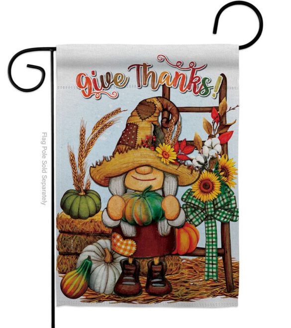 Give Thanks - Thanksgiving Fall Vertical Impressions Decorative Flags HG130417 Made In USA