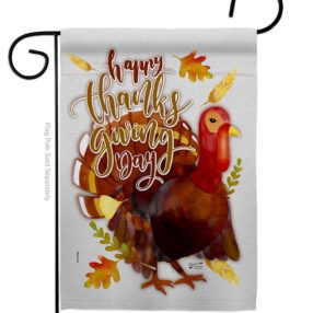 Happy Thanksgiving Turkey - Thanksgiving Fall Vertical Impressions Decorative Flags HG137075 Made In USA