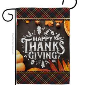 Happy Thanks Giving - Thanksgiving Fall Vertical Impressions Decorative Flags HG137264 Made In USA
