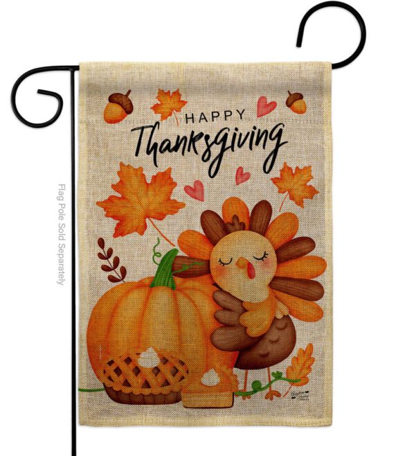Happy Cute Turkey - Thanksgiving Fall Vertical Impressions Decorative Flags HG137629 Made In USA - Image 13