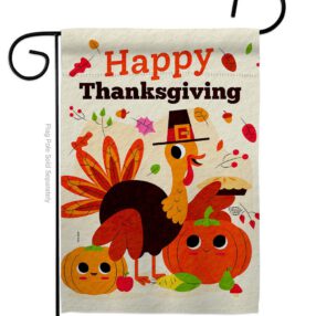 Give Thanks Turkey - Thanksgiving Fall Vertical Impressions Decorative Flags HG190006 Made In USA
