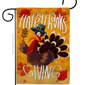 Happy Thanksgiving Turkey - Thanksgiving Fall Vertical Impressions Decorative Flags HG192043 Made In USA