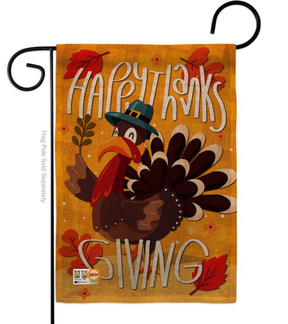Happy Thanksgiving Turkey - Thanksgiving Fall Vertical Impressions Decorative Flags HG192043 Made In USA - Image 8