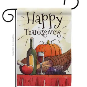 Happy Thanksgiving Feast - Thanksgiving Fall Vertical Impressions Decorative Flags HG192045 Made In USA