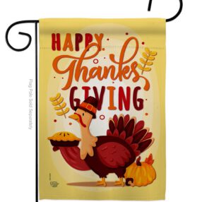 Happy ThanksGiving - Thanksgiving Fall Vertical Impressions Decorative Flags HG192228 Made In USA