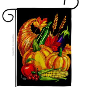 Grateful Cornucopia - Thanksgiving Fall Vertical Impressions Decorative Flags HG192655 Made In USA