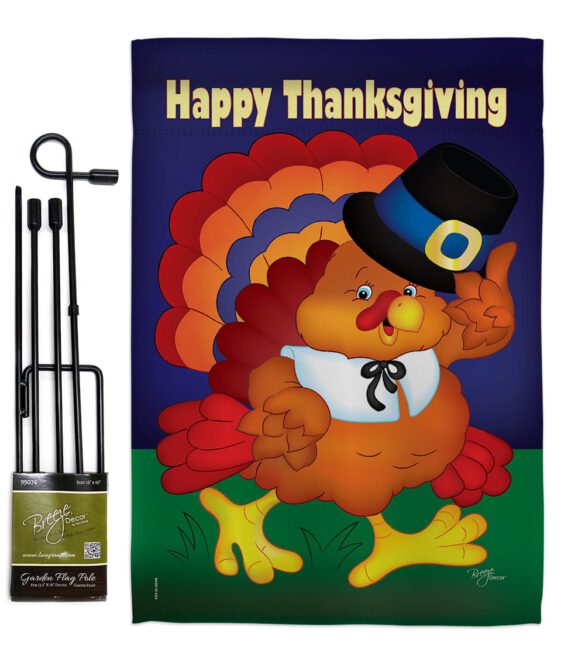Happy Thanksgiving Turkey - Thanksgiving Fall Vertical Impressions Decorative Flags HG113037 Made In USA - Image 4