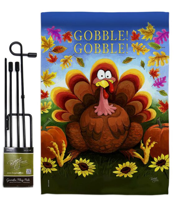 Gobble - Thanksgiving Fall Vertical Impressions Decorative Flags HG113051 Made In USA - Image 4