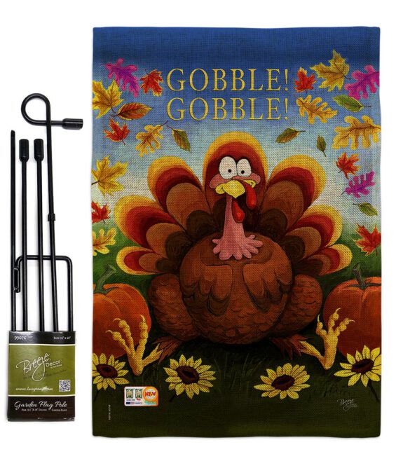 Gobble - Thanksgiving Fall Vertical Impressions Decorative Flags HG113051 Made In USA - Image 9