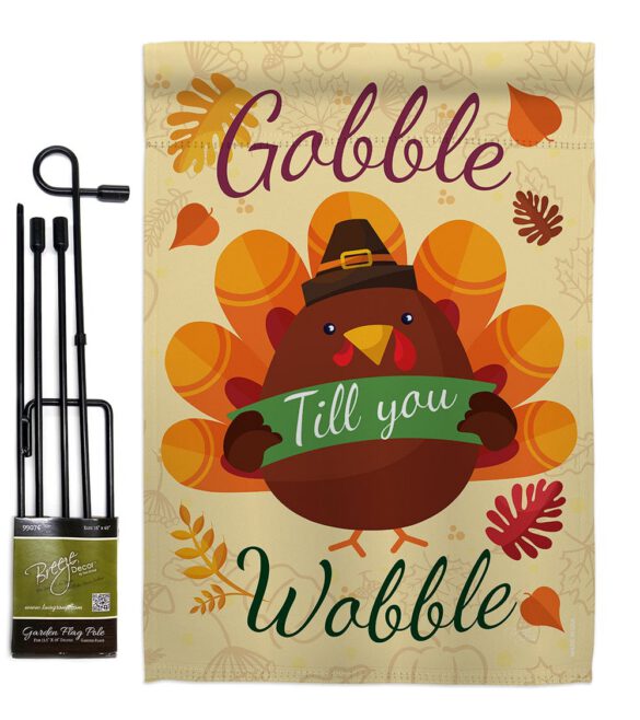 Gobble Till you Wabble - Thanksgiving Fall Vertical Impressions Decorative Flags HG113063 Made In USA - Image 4
