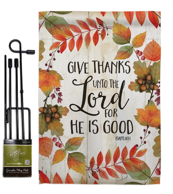 Give Thanks Unto the Lord - Thanksgiving Fall Vertical Impressions Decorative Flags HG113069 Made In USA - Image 4