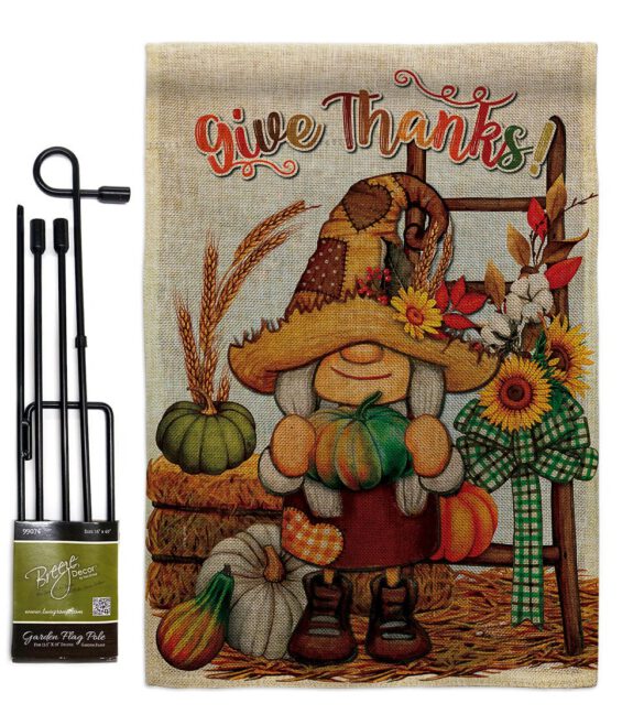 Give Thanks - Thanksgiving Fall Vertical Impressions Decorative Flags HG130417 Made In USA - Image 25