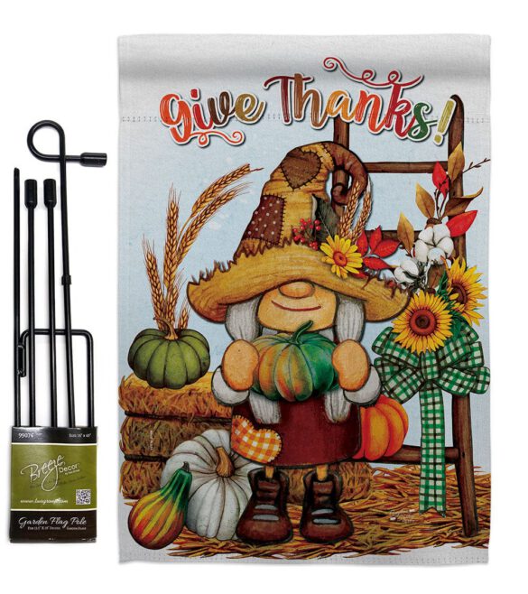 Give Thanks - Thanksgiving Fall Vertical Impressions Decorative Flags HG130417 Made In USA - Image 4