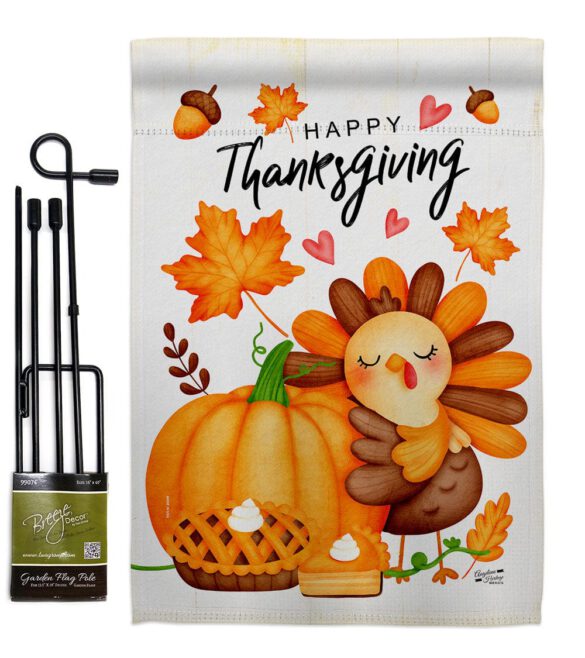Happy Cute Turkey - Thanksgiving Fall Vertical Impressions Decorative Flags HG137629 Made In USA - Image 4