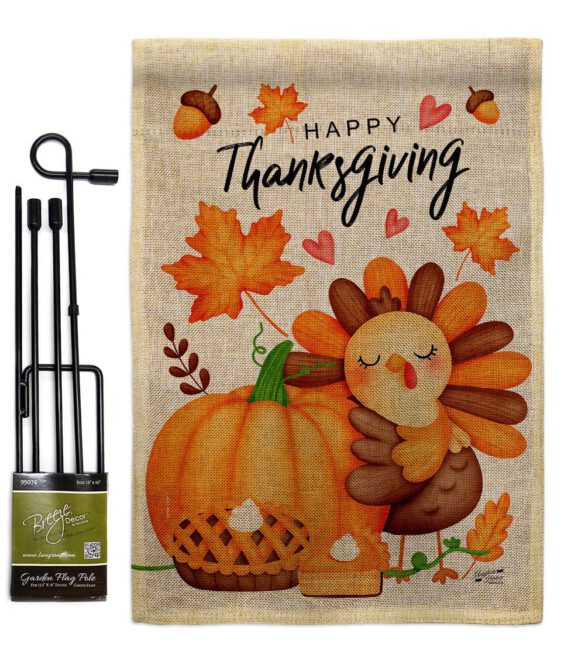 Happy Cute Turkey - Thanksgiving Fall Vertical Impressions Decorative Flags HG137629 Made In USA - Image 16