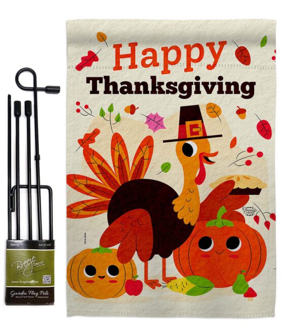 Give Thanks Turkey - Thanksgiving Fall Vertical Impressions Decorative Flags HG190006 Made In USA - Image 4