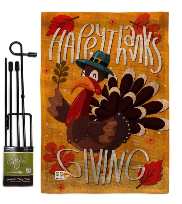 Happy Thanksgiving Turkey - Thanksgiving Fall Vertical Impressions Decorative Flags HG192043 Made In USA - Image 9