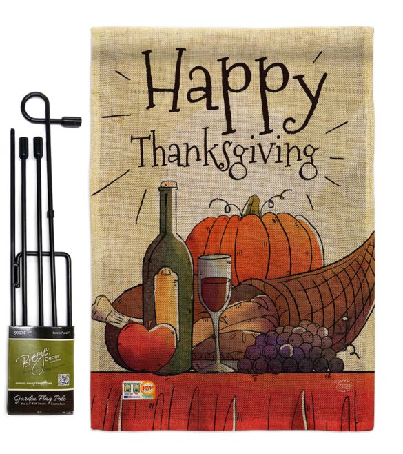Happy Thanksgiving Feast - Thanksgiving Fall Vertical Impressions Decorative Flags HG192045 Made In USA - Image 9