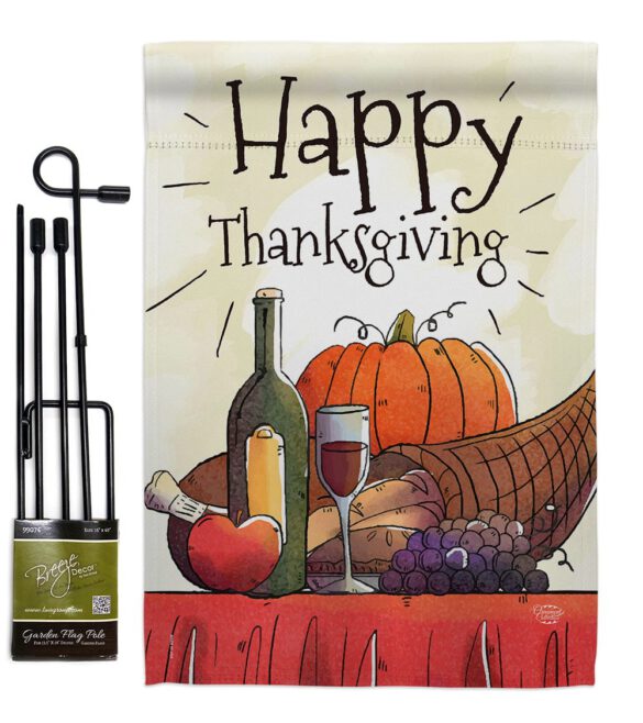 Happy Thanksgiving Feast - Thanksgiving Fall Vertical Impressions Decorative Flags HG192045 Made In USA - Image 4