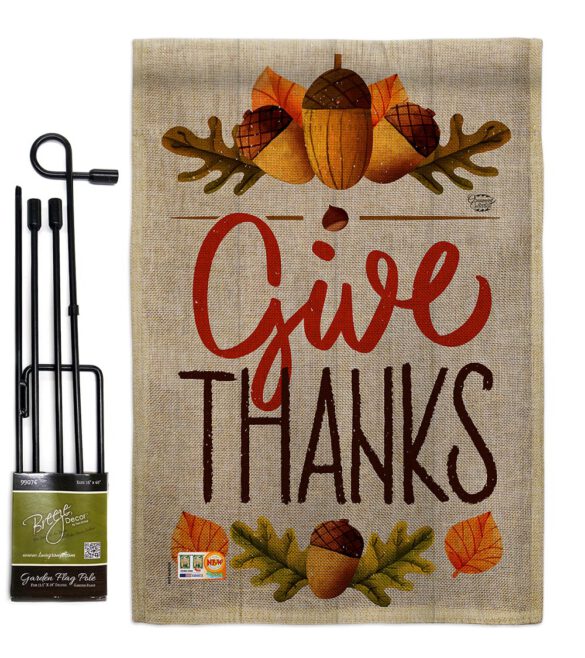 Give Thanks - Thanksgiving Fall Vertical Impressions Decorative Flags HG192137 Made In USA - Image 9