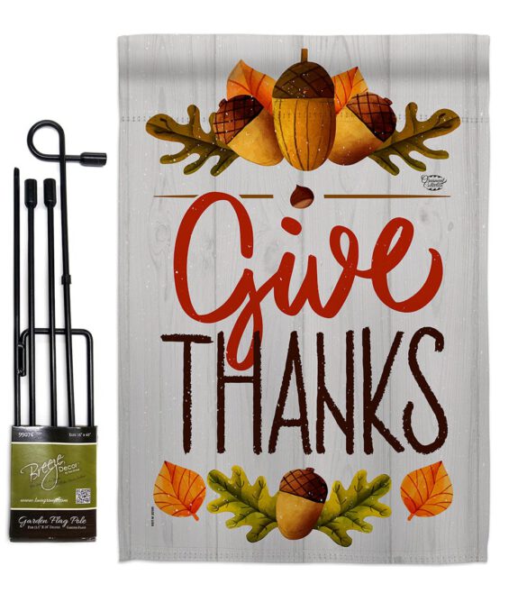 Give Thanks - Thanksgiving Fall Vertical Impressions Decorative Flags HG192137 Made In USA - Image 4