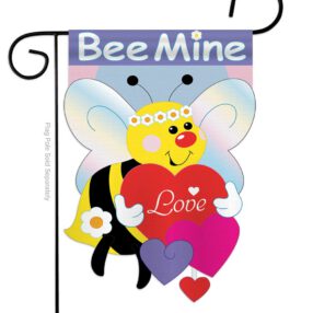 Bee Mine - Valentines Spring Vertical Applique Decorative Flags HG101039