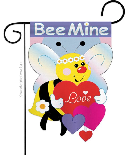 Bee Mine - Valentines Spring Vertical Applique Decorative Flags HG101039