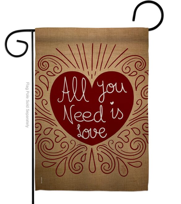 All You Need Is Love - Valentines Spring Vertical Impressions Decorative Flags HG101052 Made In USA - Image 2