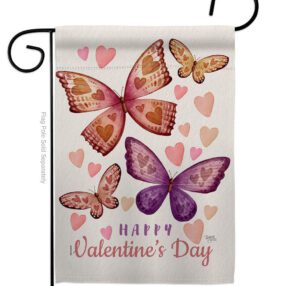 Butterflies Loves - Valentines Spring Vertical Impressions Decorative Flags HG101067 Made In USA